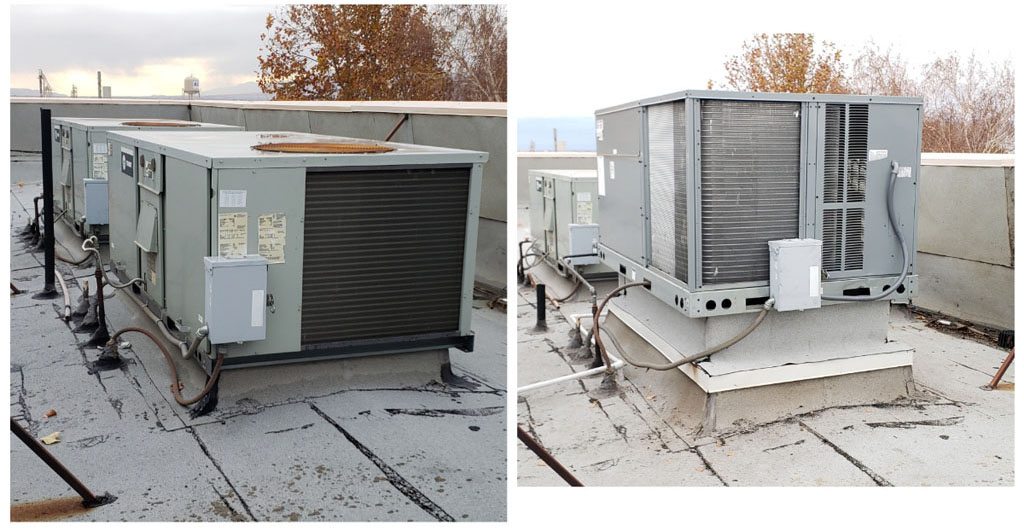 Before and after new roof unit installation